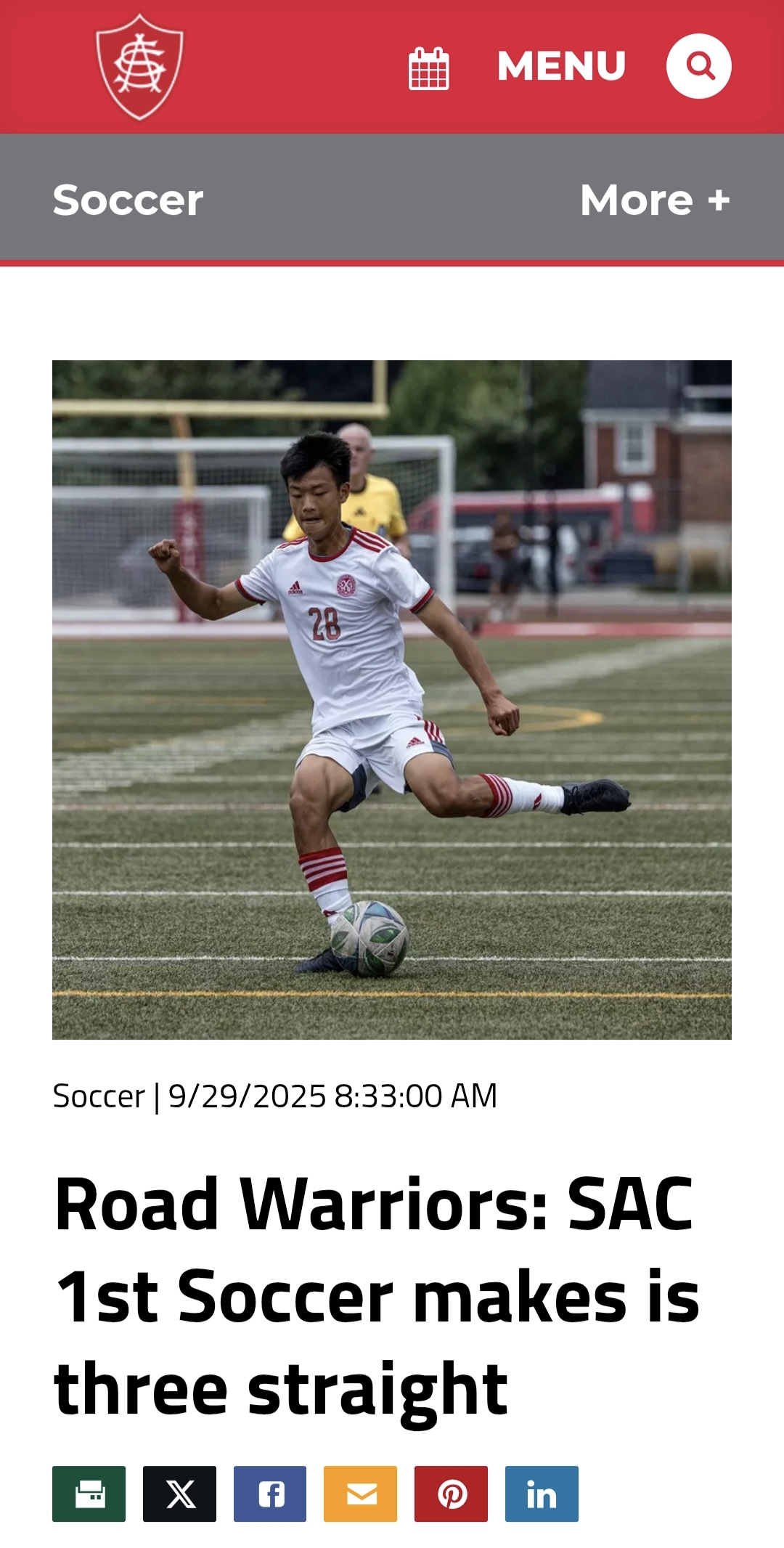 Featured in SAC Soccer News - Championship Season